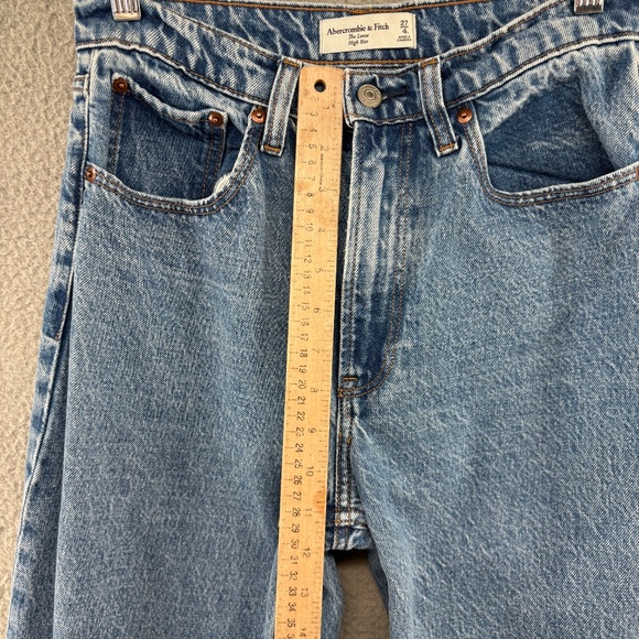 Abercrombie & Fitch The Loose High Rise Jeans Women’s Size 27 / 4 Long Blue Medi - Picture 7 of 11